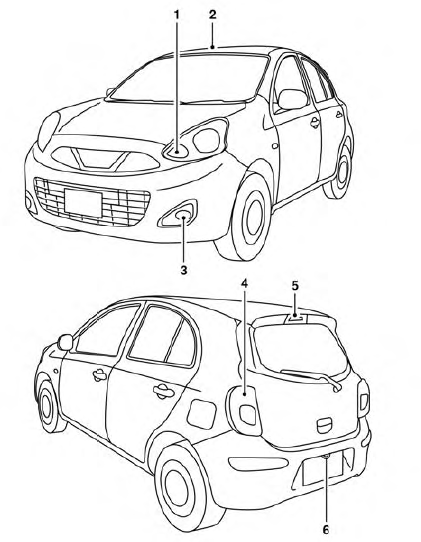 Nissan Micra. Exterior and interior lights