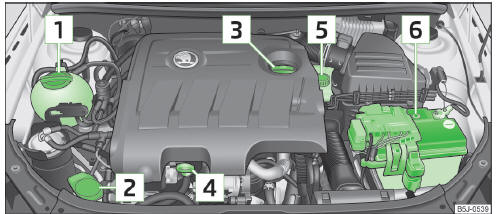 Fig. 126 Principle sketch: Engine compartment