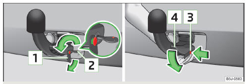 Fig. 122 Unlock the operating lever of the ball head/removing the ball head