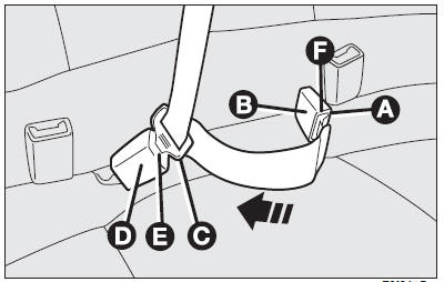 Seat belt with three anchor points and reel mechanism