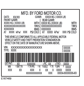 Ford Fiesta. Vehicle Certification Label