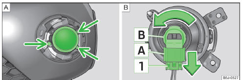 Fig. 160 Front bumper: Fog lights/fog lights: Replacing the light bulb