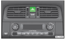 Fig. 44 Dash panel: Hazard warning light system button