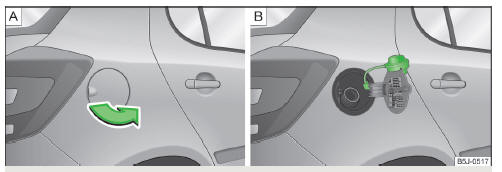 Fig. 123 Open tank lid / tank cap