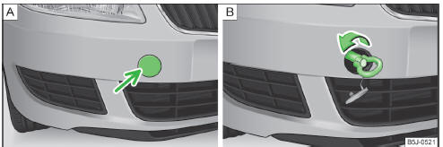 Fig. 148 Removing the cap / installing the towing eye