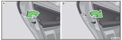 Fig. 27 Switching child safety lock on: for vehicles without or with central locking system