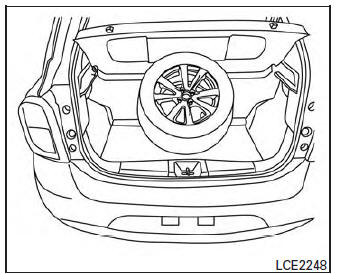 Nissan Micra. Stowing the damaged tire