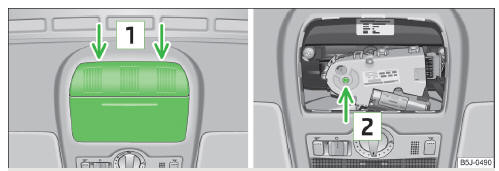 Fig. 39 Point for positioning screwdriver/opening for positioning the key