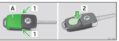 Fig. 26 Remote control key: Remove cover/remove battery