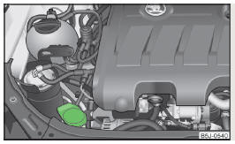 Fig. 127 Engine compartment: Windscreen washer fluid reservoir